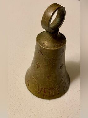 Vintage Brass Christmas Bell Ornament